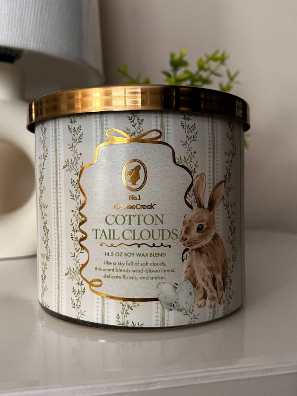 NWT Goose Creek 3 Wick Candle, Cotton Tail Clouds Scent